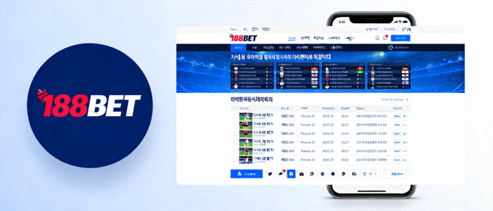 188BET 모바일 앱 아이콘과 모바일 웹 브라우저 화면을 비교하는 이미지